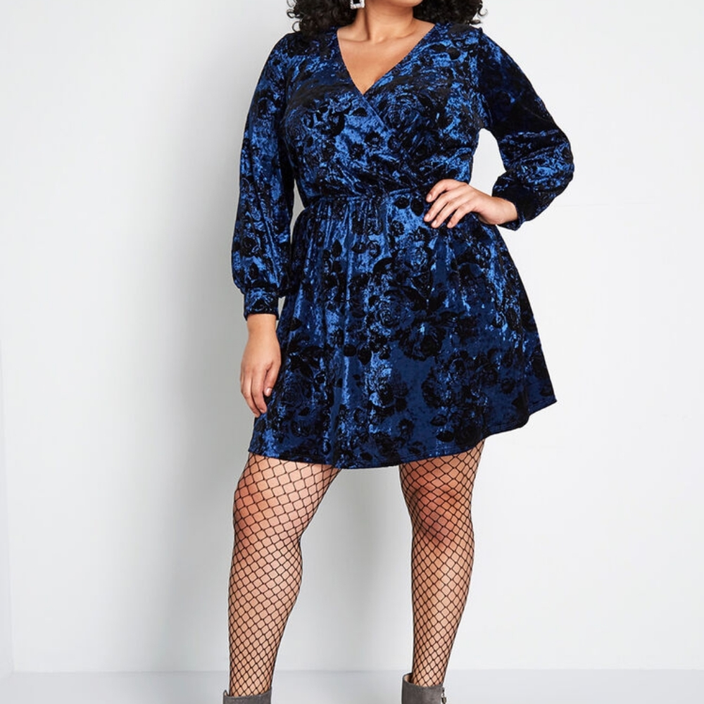 Modcloth Faux Wrap Luxe Structure Velvet Dress
